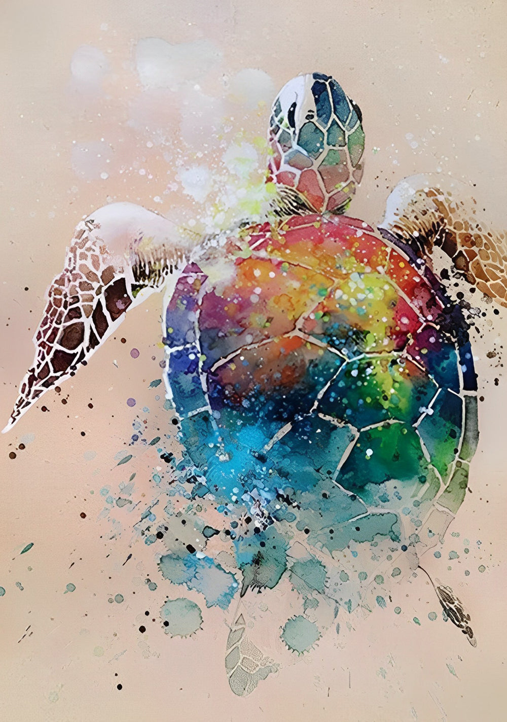 Cartoon Onvolledig Kleurrijke Schildpad Diamond Painting