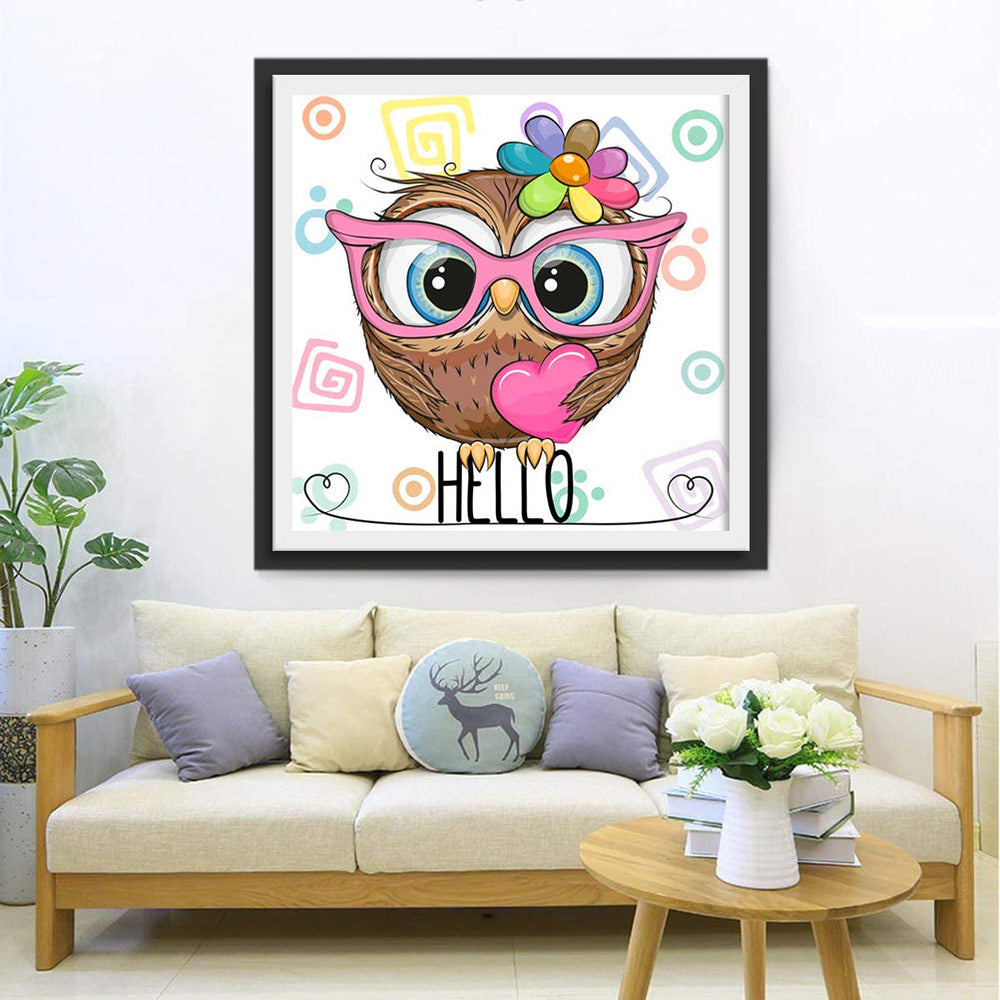 Cartoon Q-versie Schattige Uil Diamond Painting
