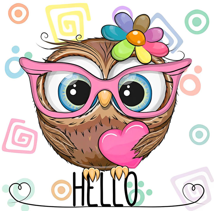 Cartoon Q-versie Schattige Uil Diamond Painting