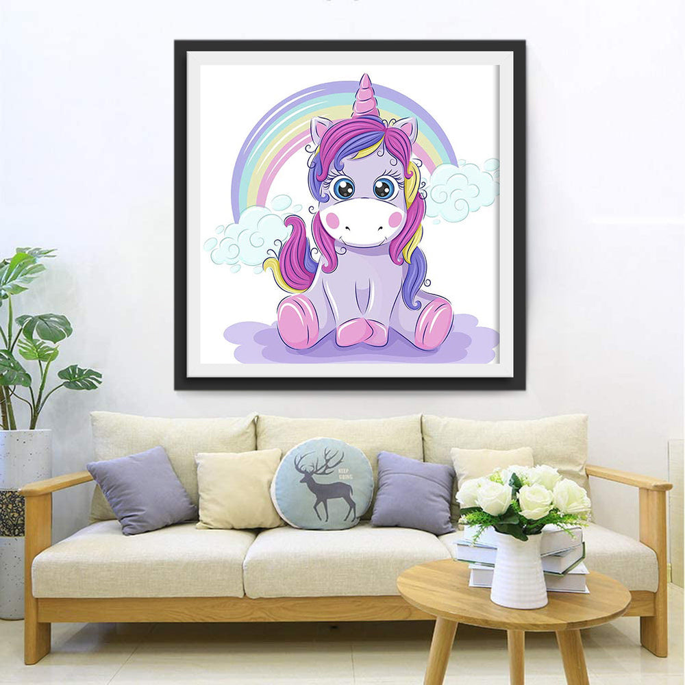 Cartoon Regenboog en Eenhoorn Diamond Painting