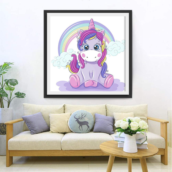 Cartoon Regenboog en Eenhoorn Diamond Painting