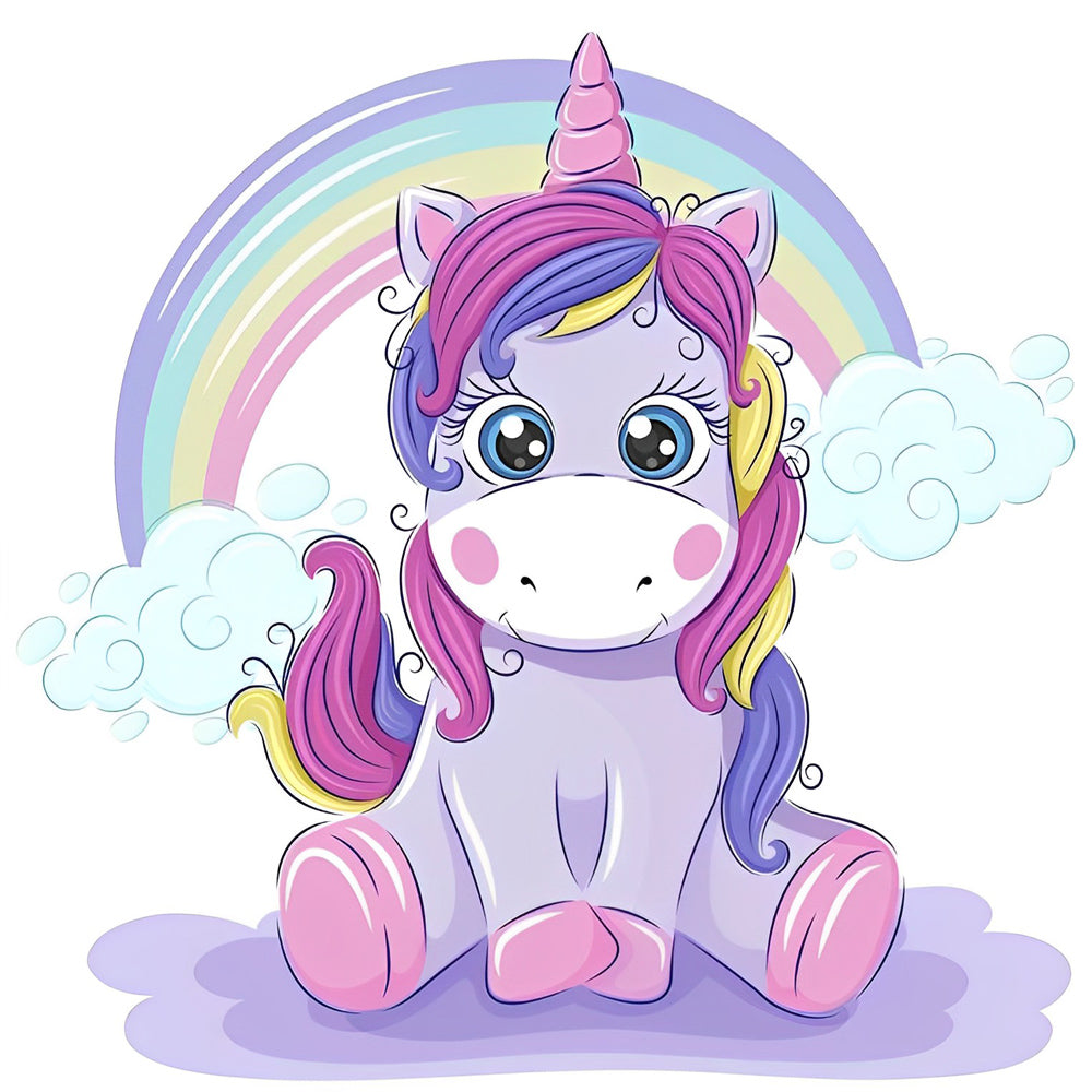 Cartoon Regenboog en Eenhoorn Diamond Painting