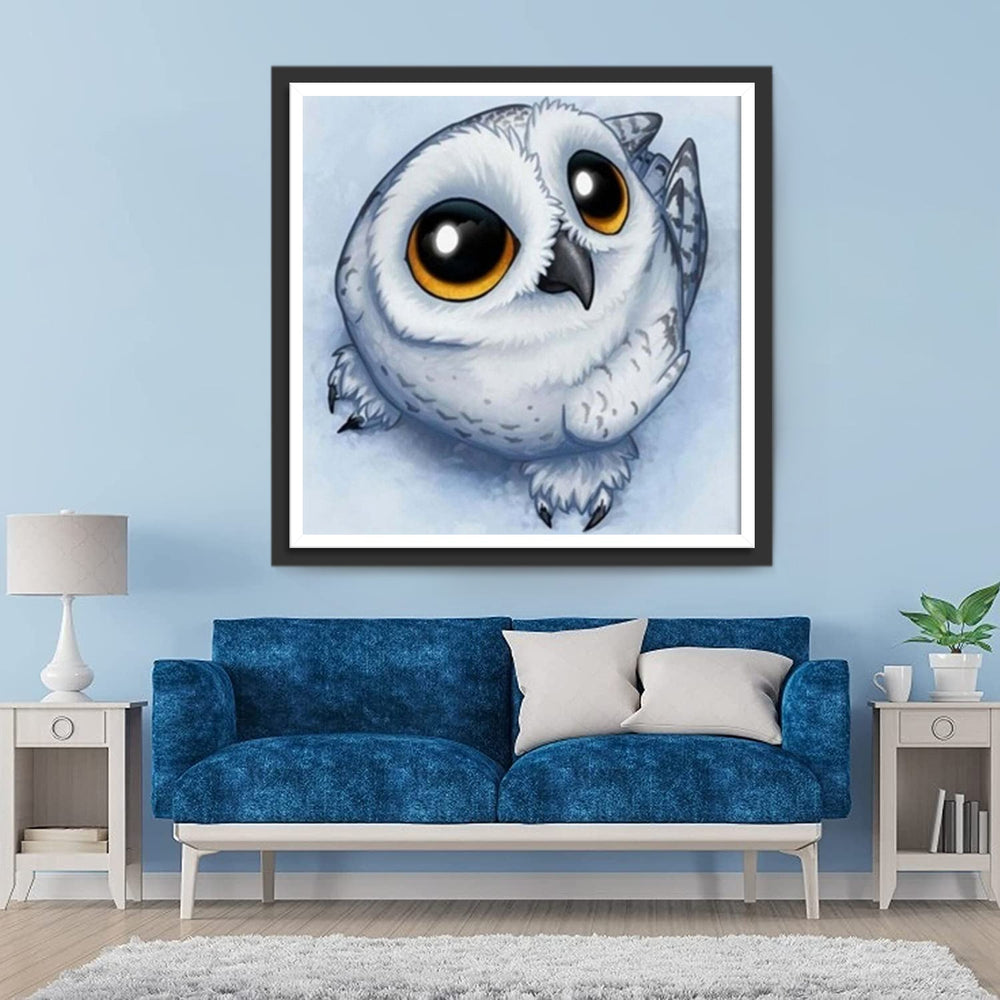 Cartoon Schattige Uil in de Sneeuw Diamond Painting