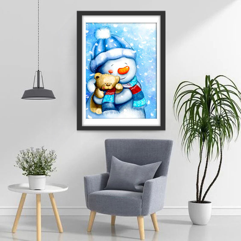 Cartoon Sneeuwpop Holding Pop Beer Diamond Painting