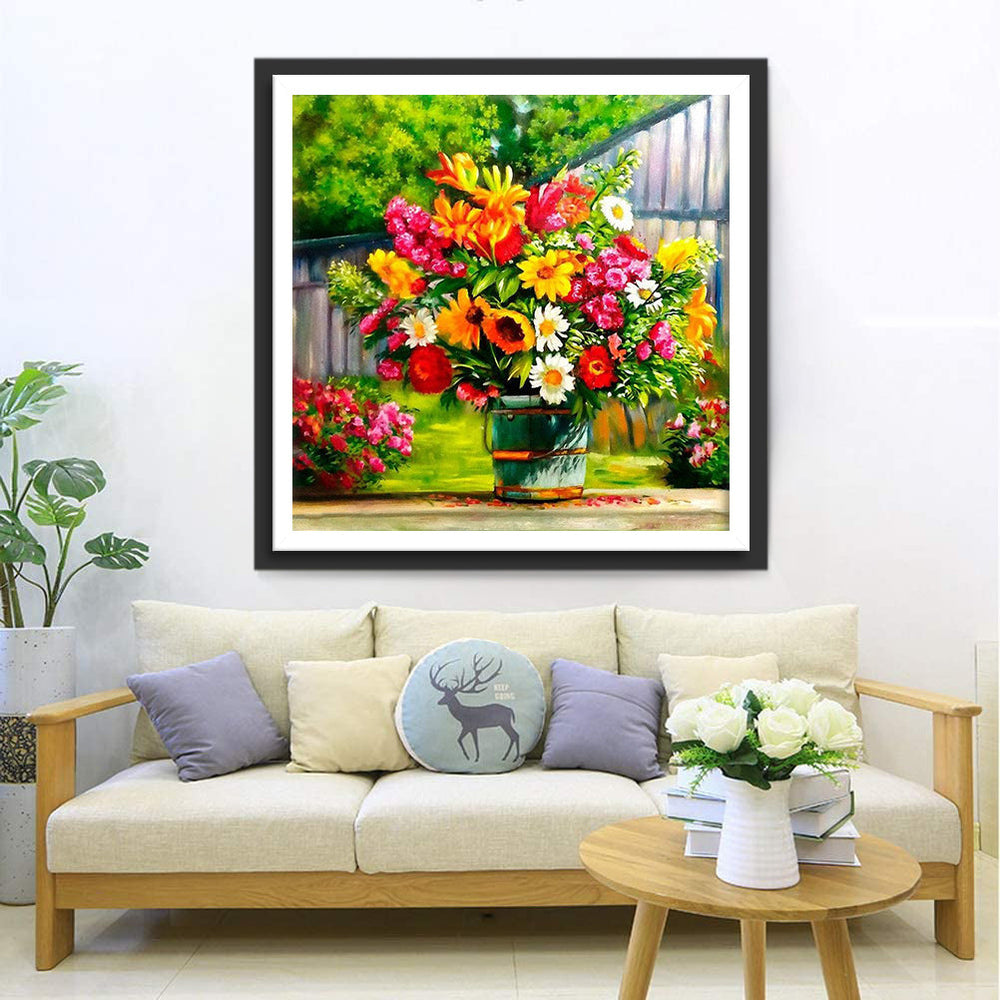 Charmant Bloementafereel Diamond Painting
