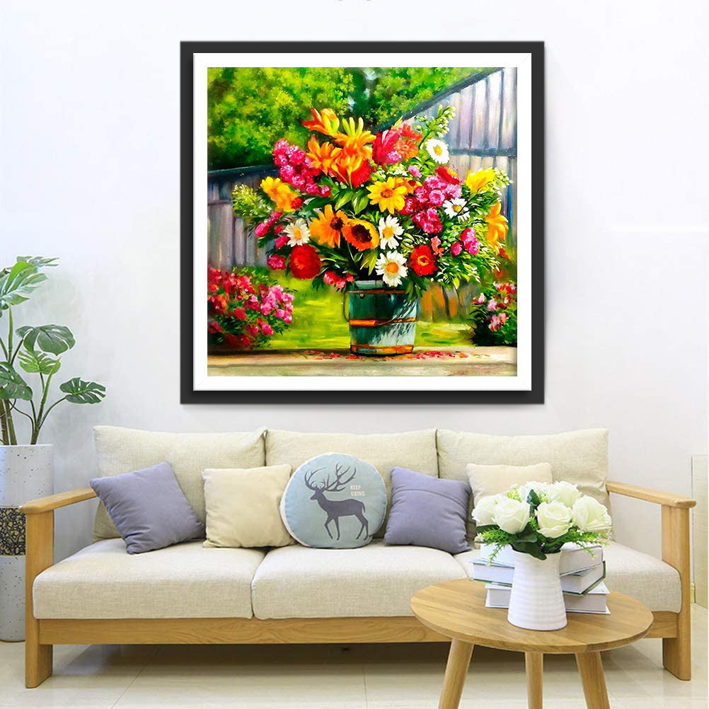 Charmant Bloementafereel Diamond Painting