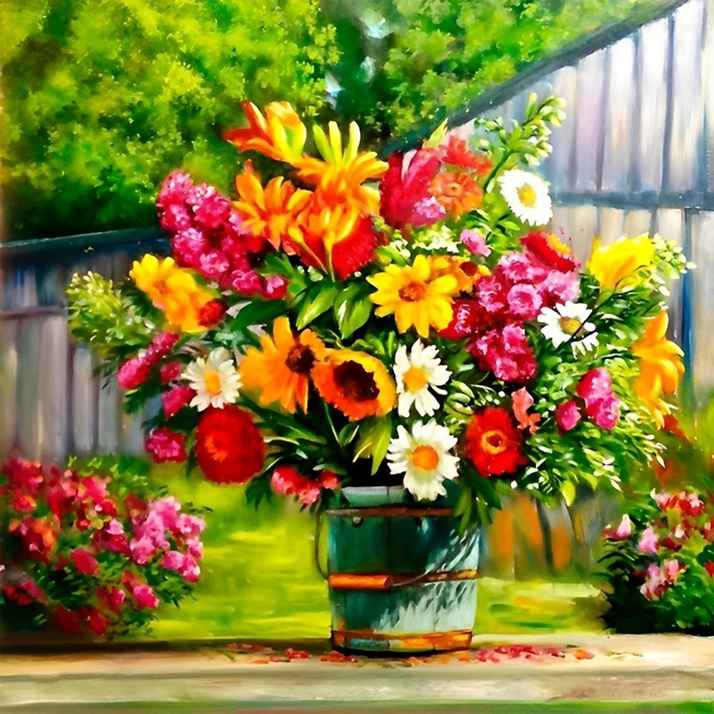 Charmant Bloementafereel Diamond Painting