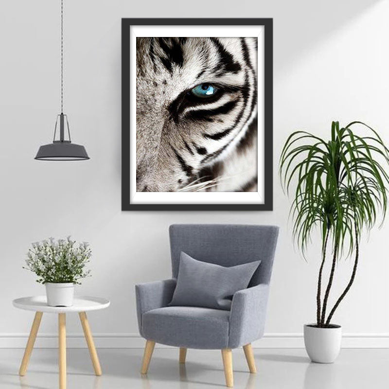 Close-up van het Halve Gezicht van Een Tijger Diamond Painting