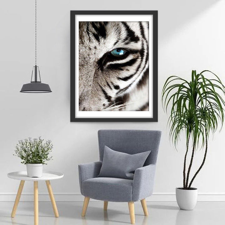Close-up van het Halve Gezicht van Een Tijger Diamond Painting