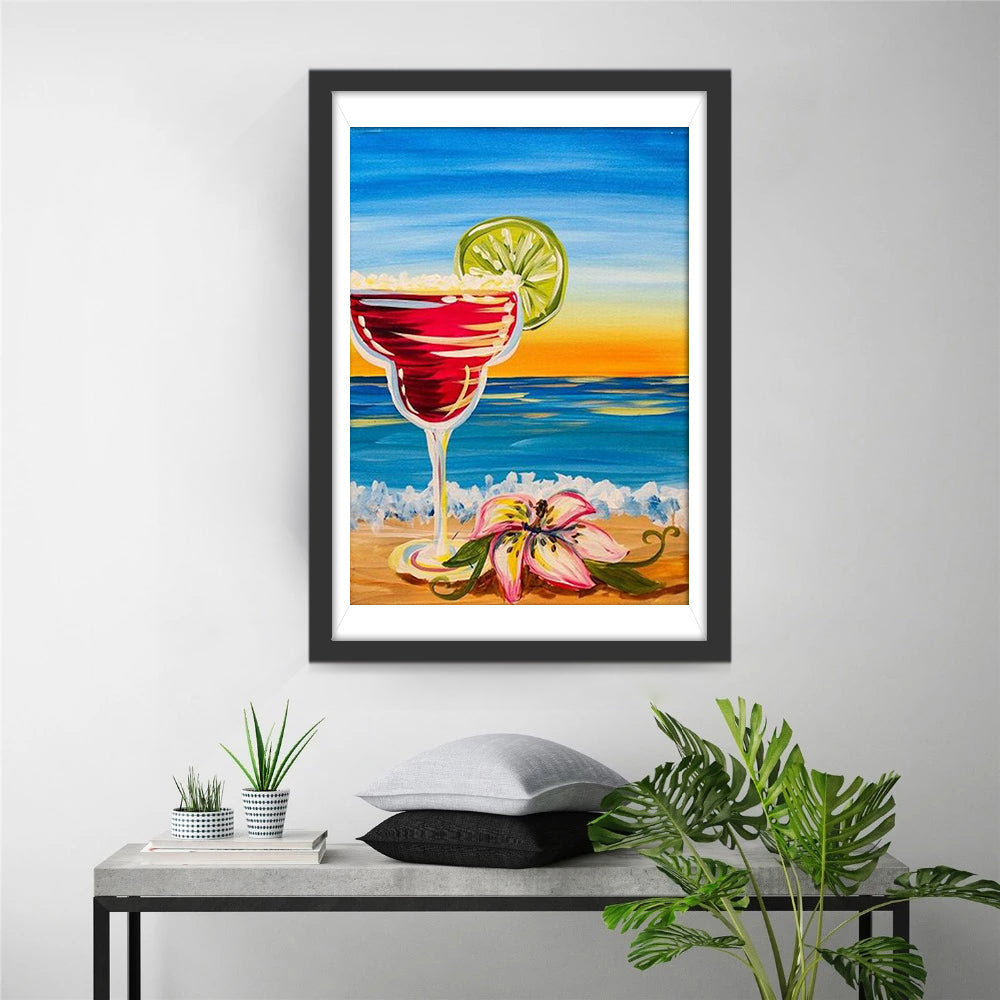 Cocktail met Limoen en Bloem Diamond Painting