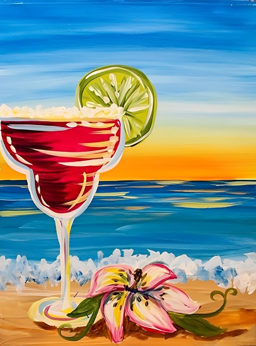 Cocktail met Limoen en Bloem Diamond Painting