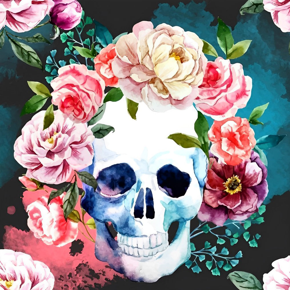 Creatief Bloemen-Schedelkunstwerk Diamond Painting