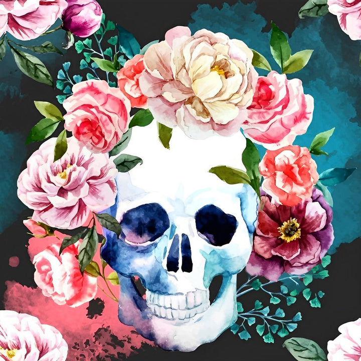 Creatief Bloemen-Schedelkunstwerk Diamond Painting