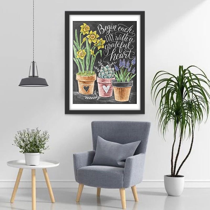 Dagbegin met Dankbaarheid Diamond Painting