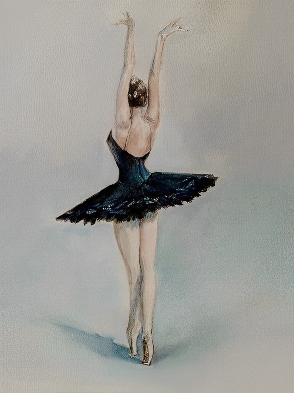 Danseres in Zwarte Tutu met Verheven Armen Diamond Painting
