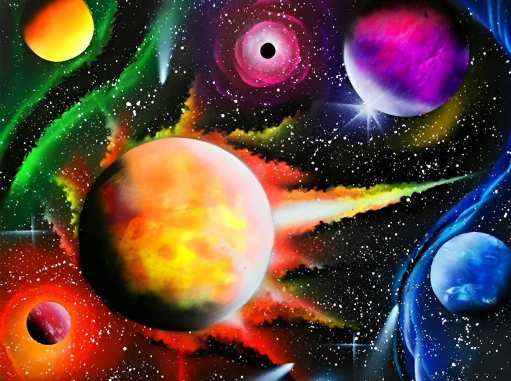 De Betoverende Kleurenexplosie van Kosmische Energie Diamond Painting