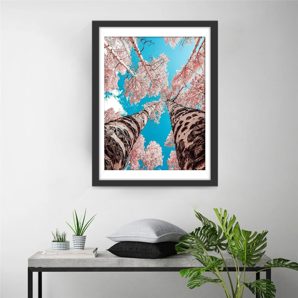 De Bomen met Roze Bloesems Diamond Painting