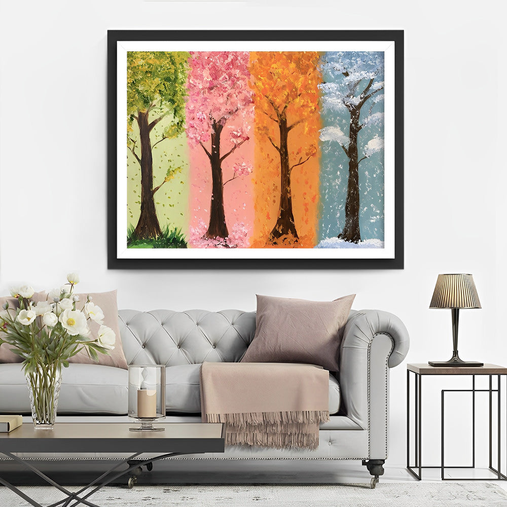 De Boom in de Vier Seizoenen Diamond Painting