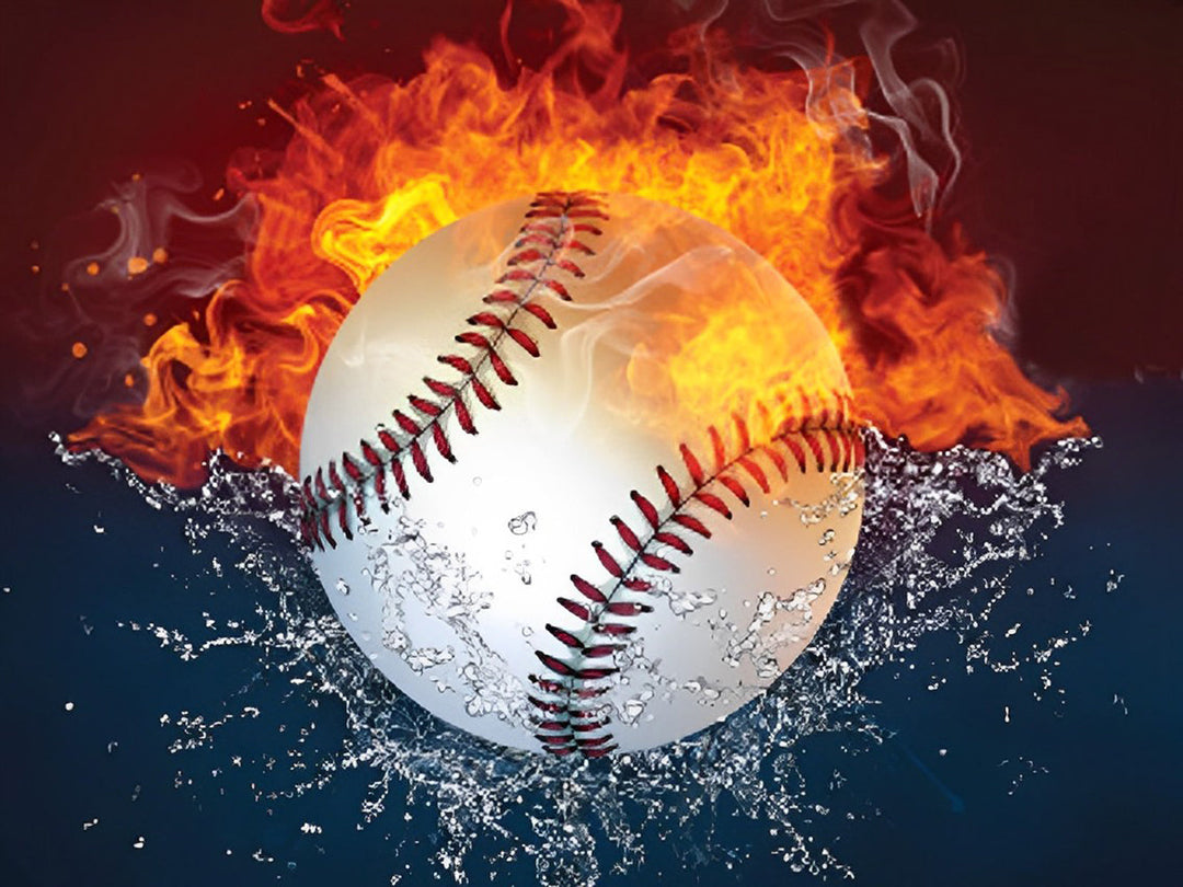 De Confrontatie van Vuur, Water en de Honkbal Diamond Painting