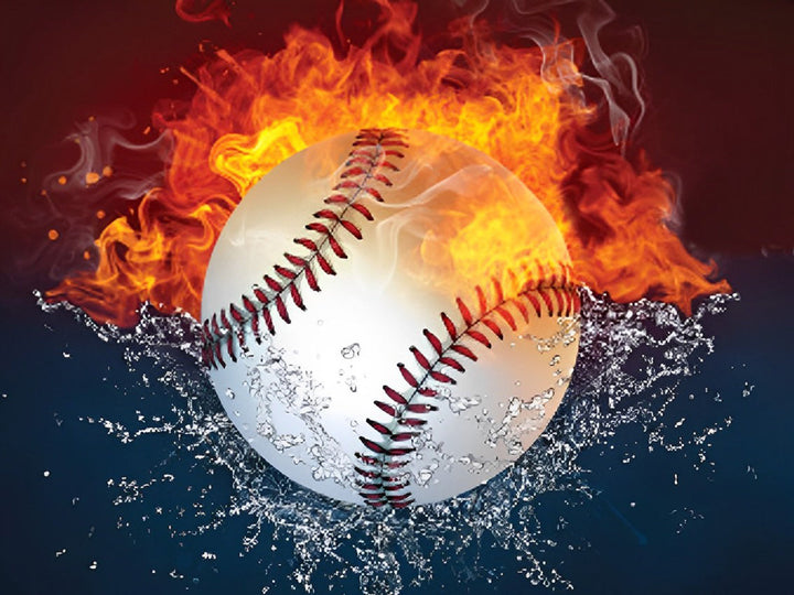 De Confrontatie van Vuur, Water en de Honkbal Diamond Painting