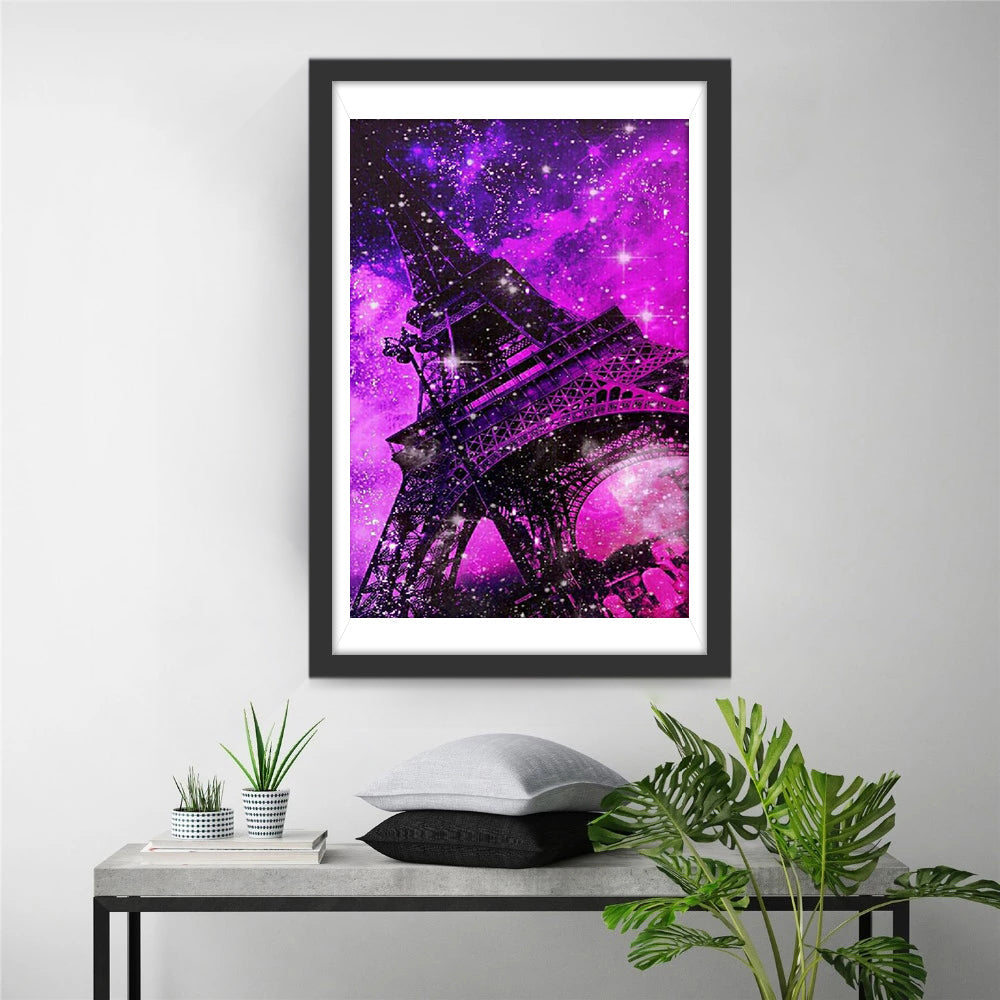 De Eiffeltoren in het Paarse Sterrenlicht Diamond Painting