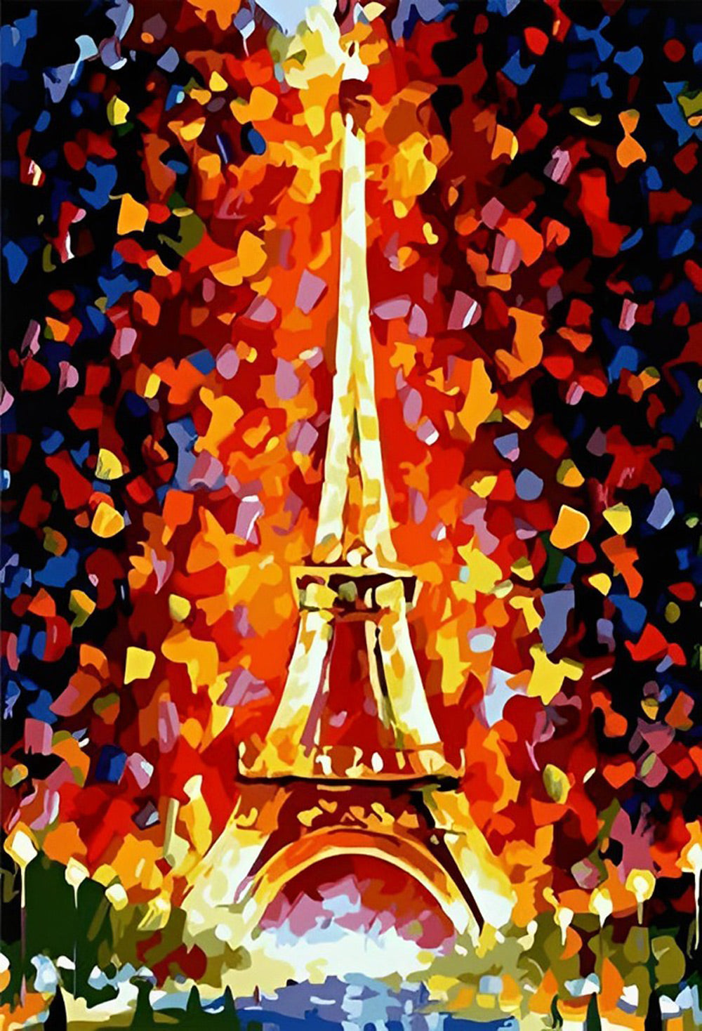 De Eiffeltoren in Vuurrood en Goud Diamond Painting