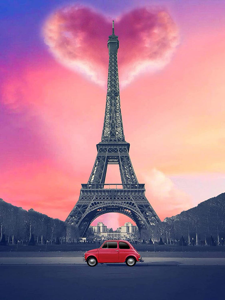 De Eiffeltoren met Hartvormige Wolk Diamond Painting