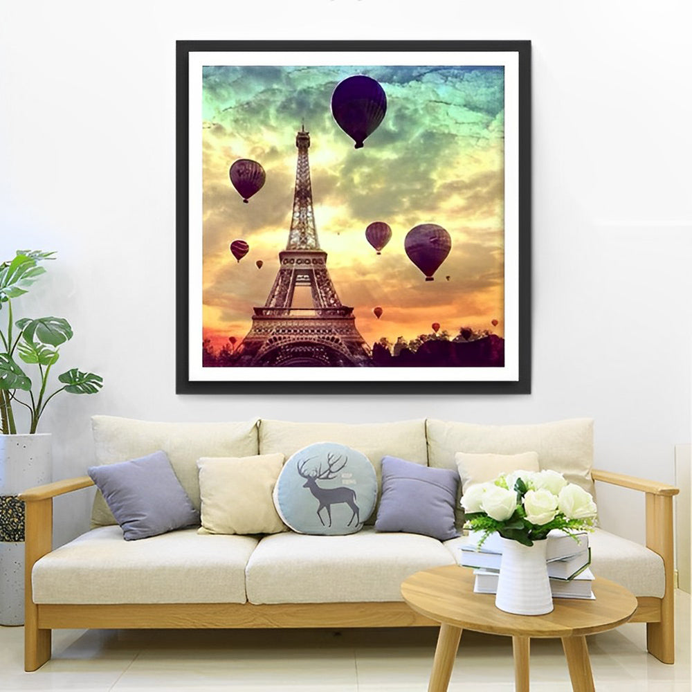 De Eiffeltoren met Luchtballonnen Diamond Painting