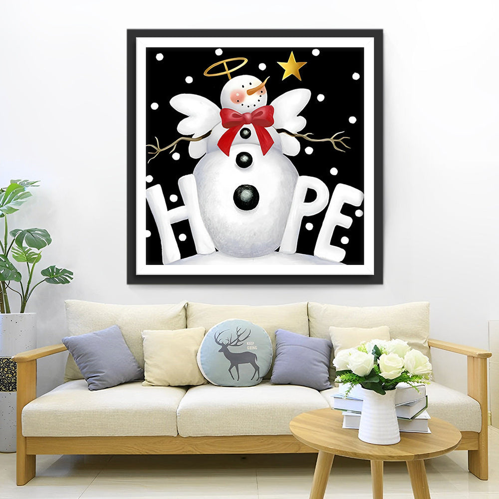 De Engelachtige Sneeuwman Diamond Painting