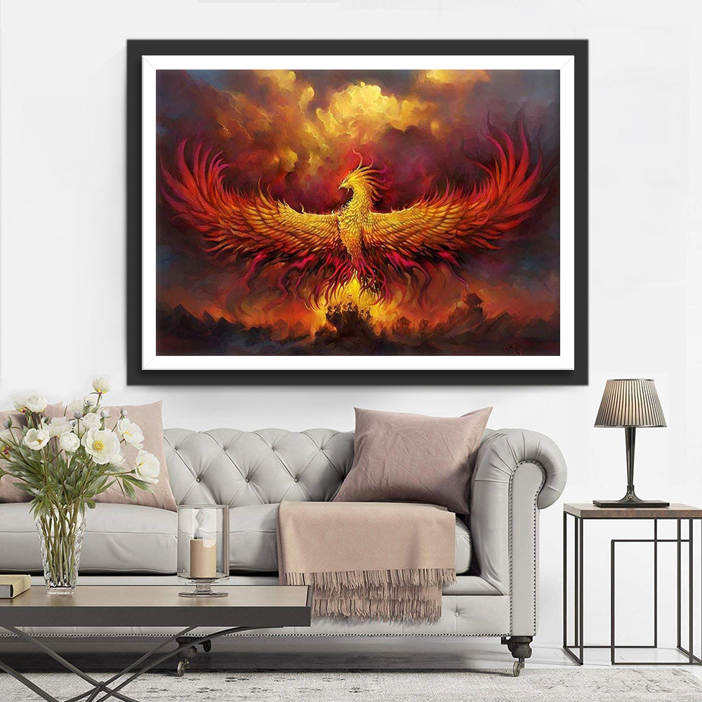 De Feniks Spreidt zijn Vleugels uit in de Wolken Diamond Painting