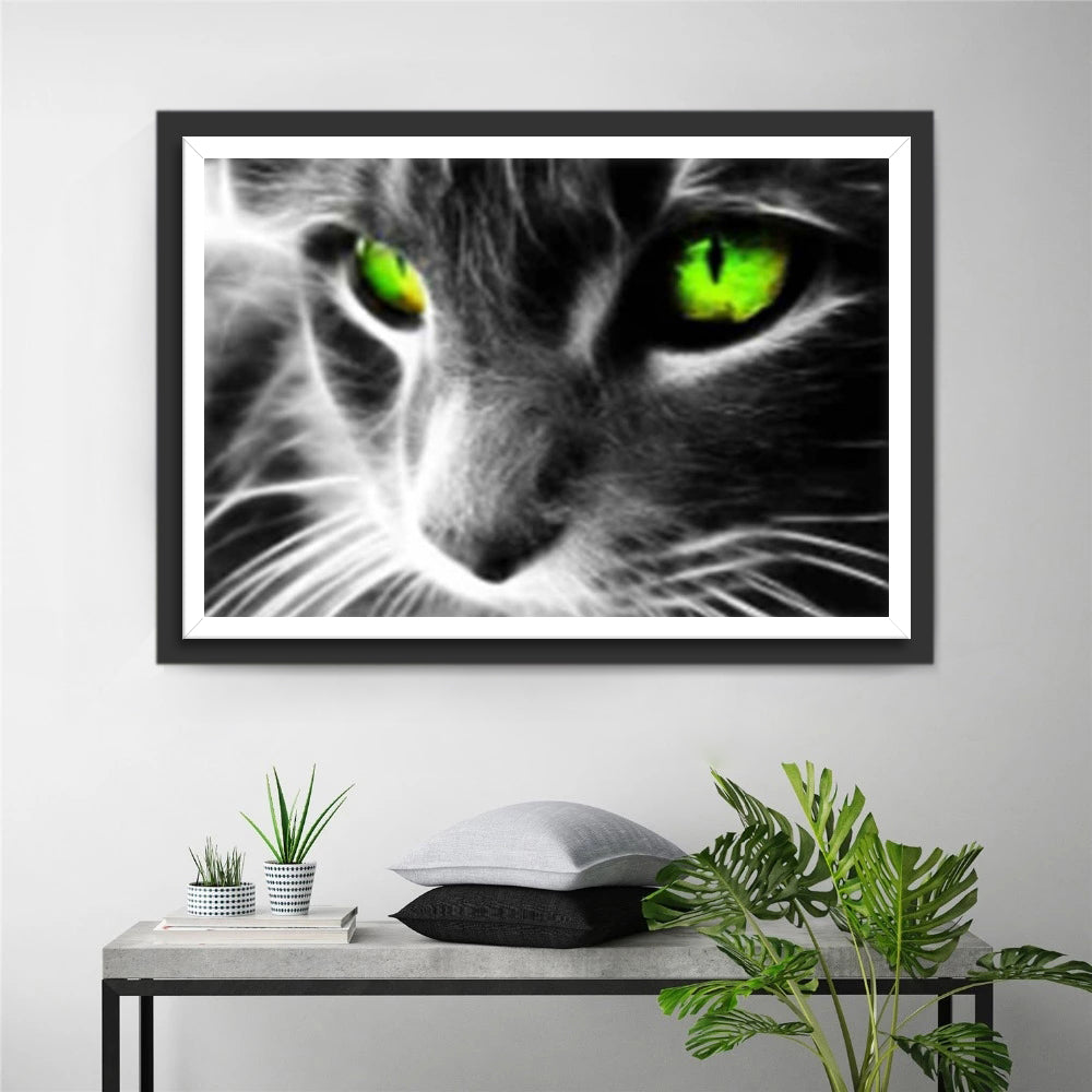 De Gloed van Smaragd in Donkere Kattenogen Diamond Painting