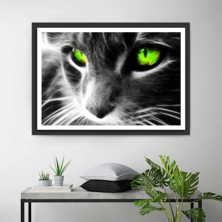 De Gloed van Smaragd in Donkere Kattenogen Diamond Painting
