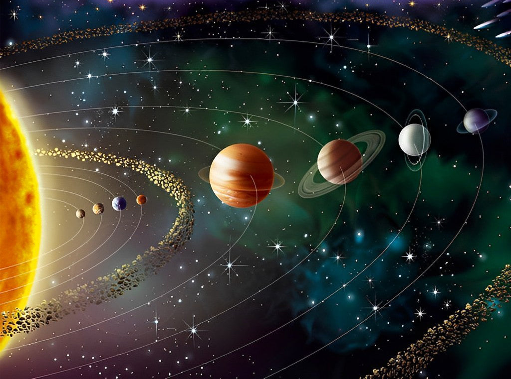 De Grandioze Orde van het Zonnestelsel in de Kosmos Diamond Painting