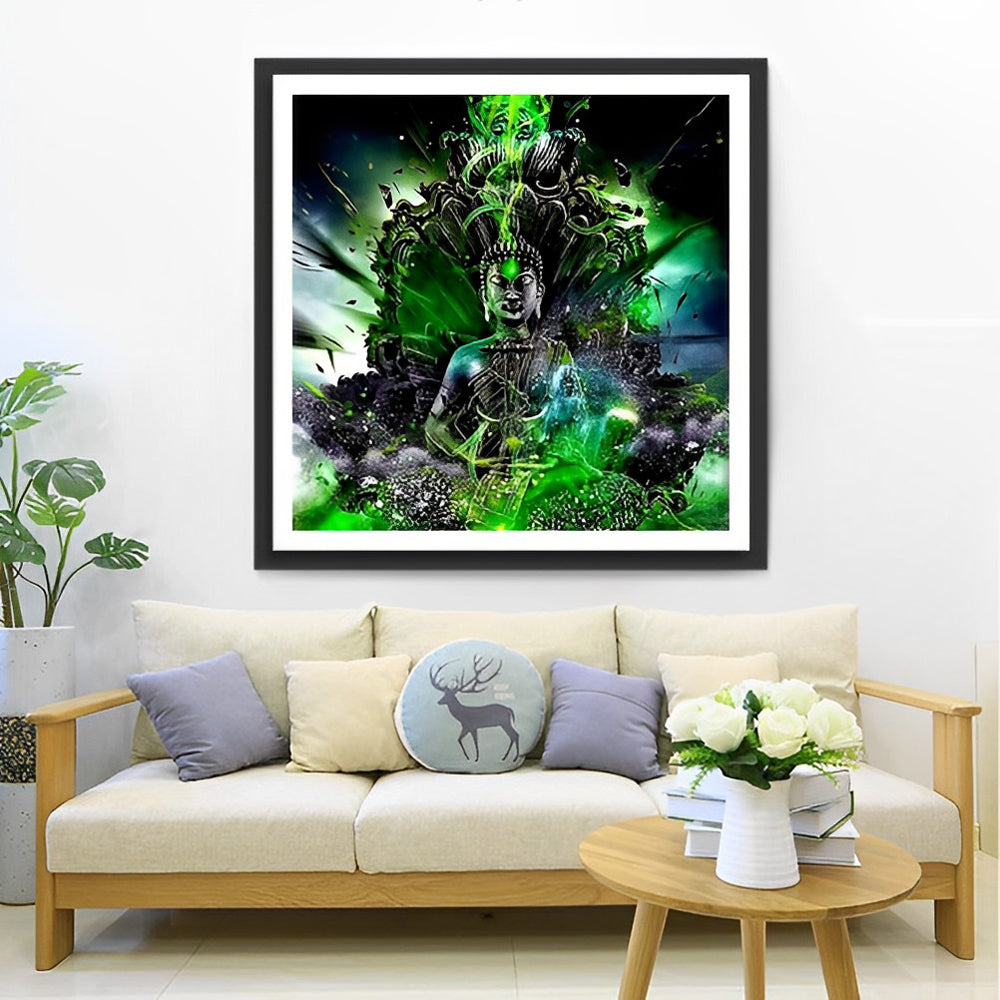 De Groene Mystieke Boeddha Diamond Painting