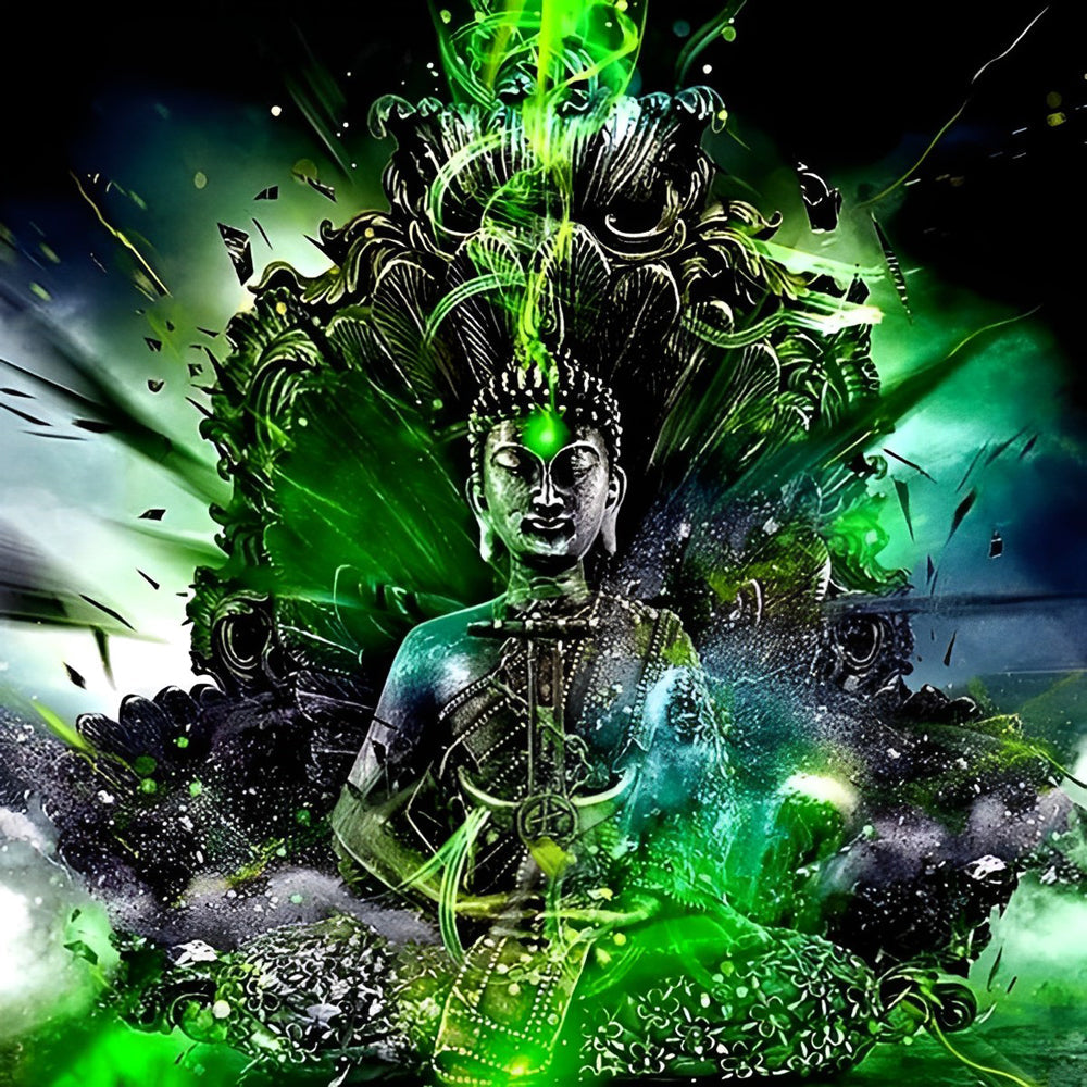 De Groene Mystieke Boeddha Diamond Painting