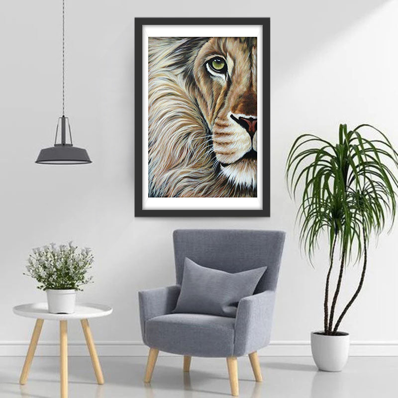 De Helft van een Leeuwengezicht Diamond Painting