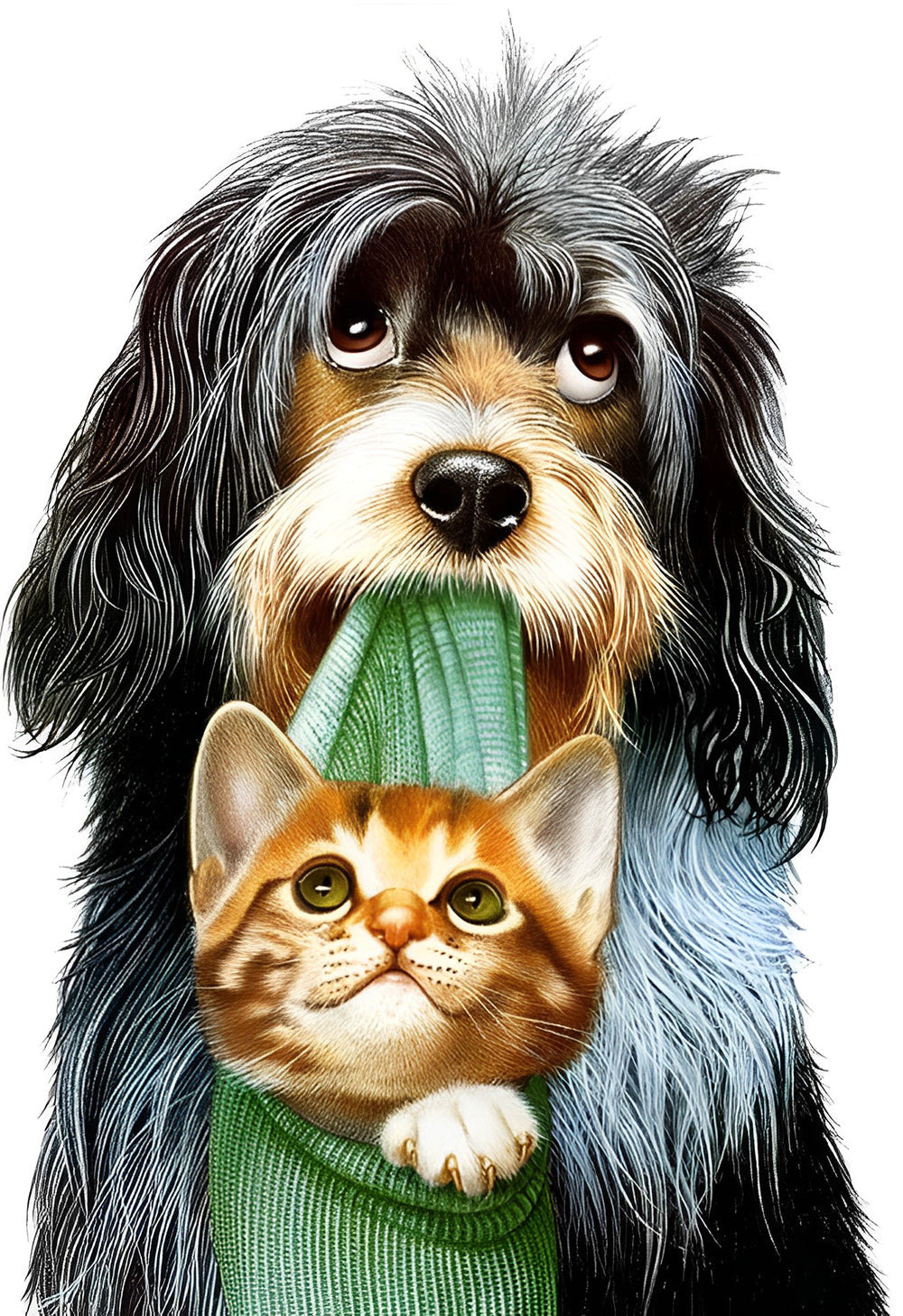 De Hond Draagt de Kat in zijn Bek Diamond Painting