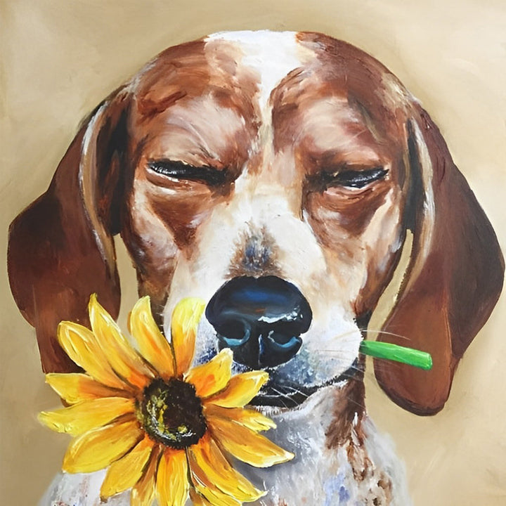 De Hond met het Madeliefje Diamond Painting