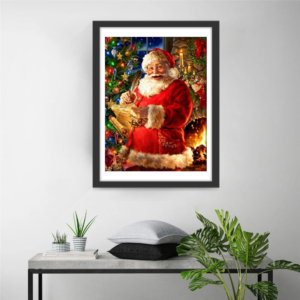 De Kerstman die de Lijst aan het Afvinken is Diamond Painting