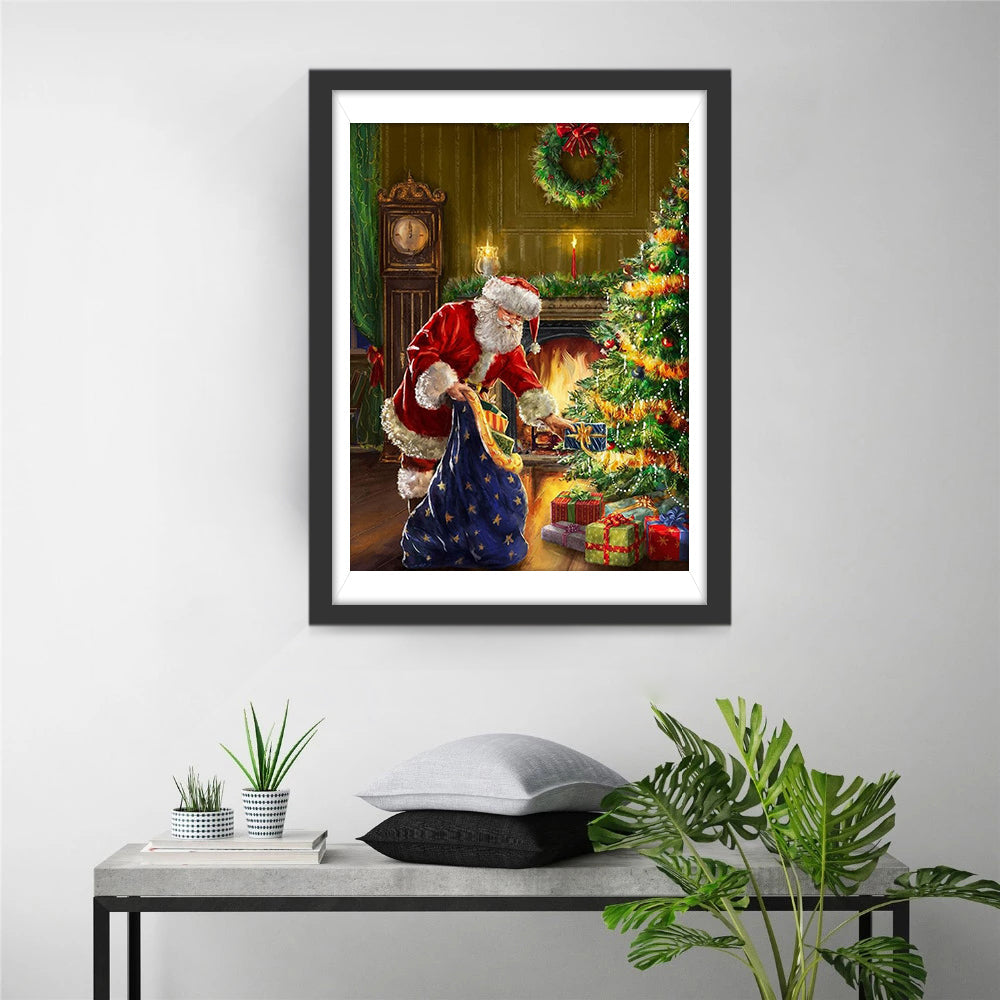 De Kerstman die Zijn Pakjes aan het Sorteren is Diamond Painting