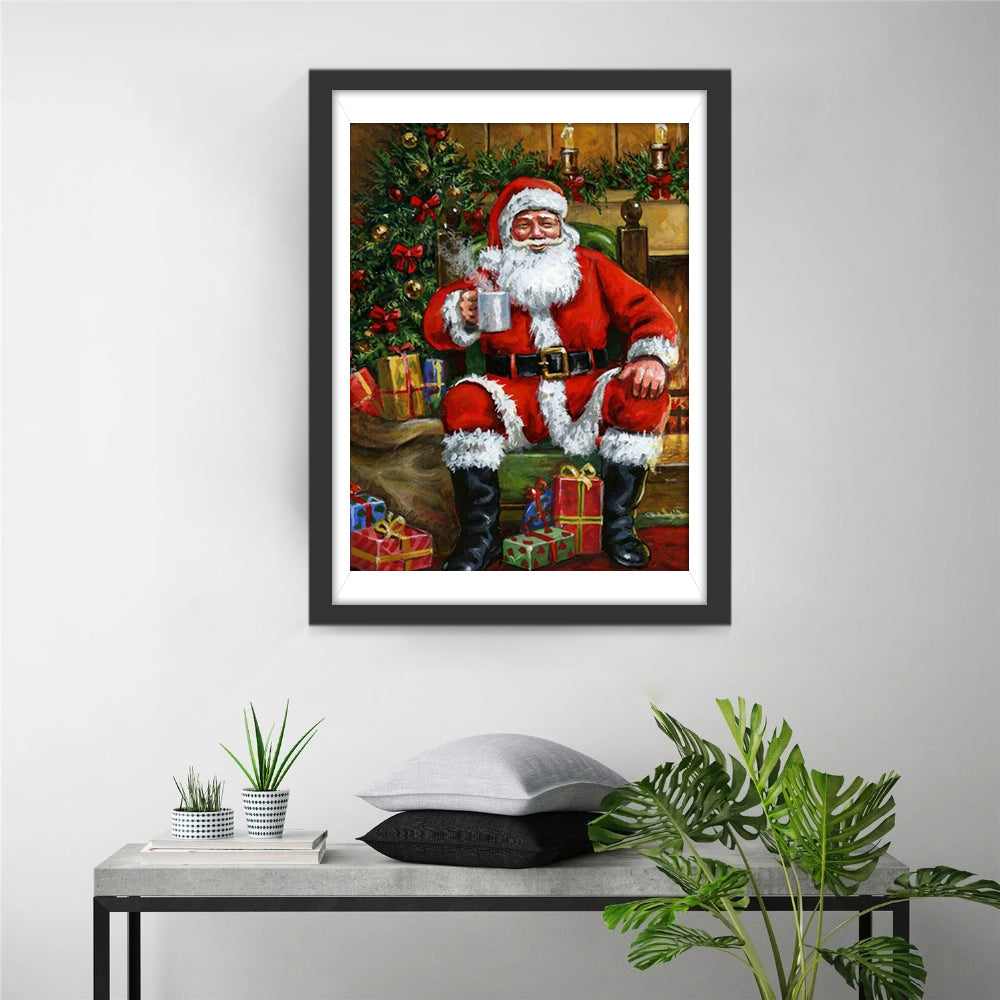 De Kerstman met een Warm Drankje Diamond Painting