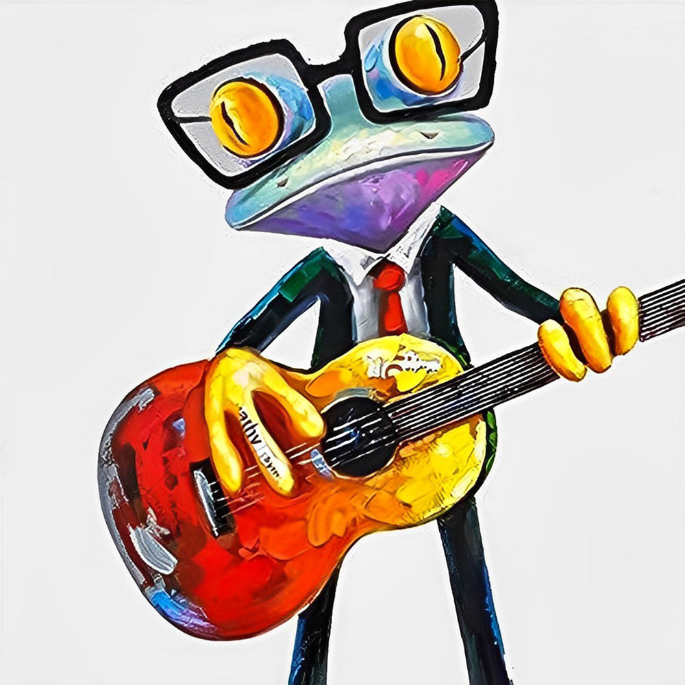 De Kikker met Bril en Gitaar Diamond Painting