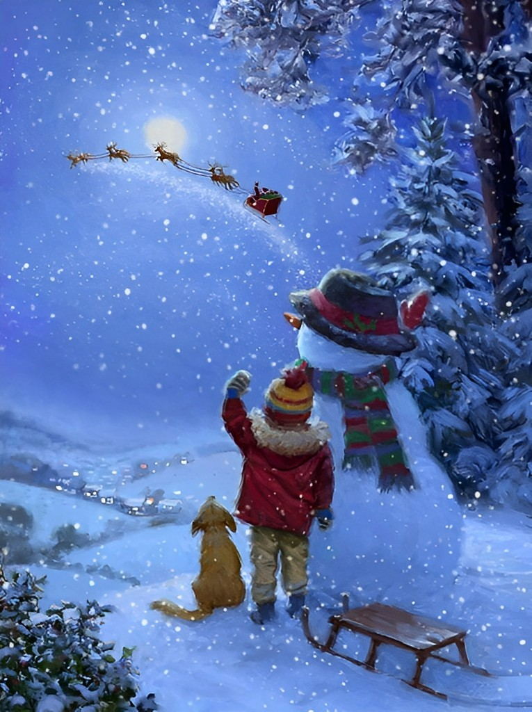 De Kinderlijke Verwachting naar Sinterklaas' Komst in de Sneeuw Diamond Painting