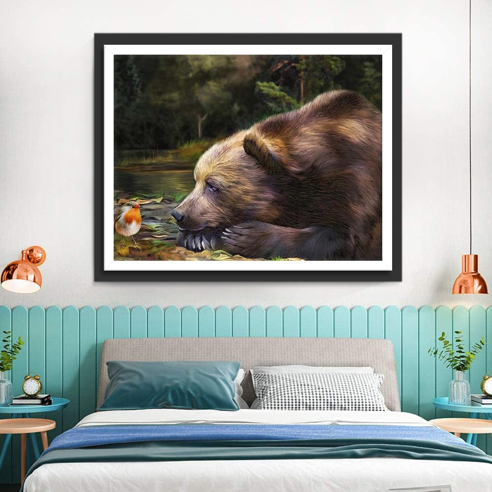 De Kist Kijkt naar een Vogel Diamond Painting