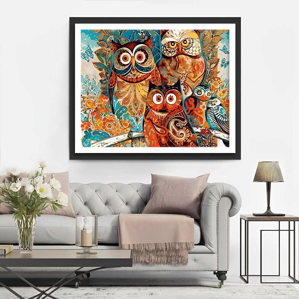De Kleurrijke en Prachtige Uilen Diamond Painting