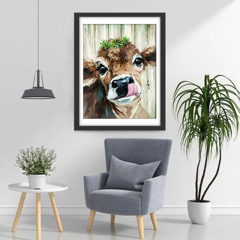 De Koe met de Ring van Gras op haar Hoofd Diamond Painting