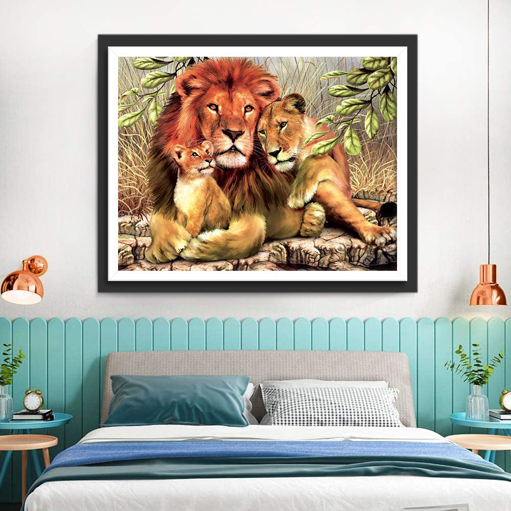 De Leeuw en Zijn Wwee Baby's Diamond Painting