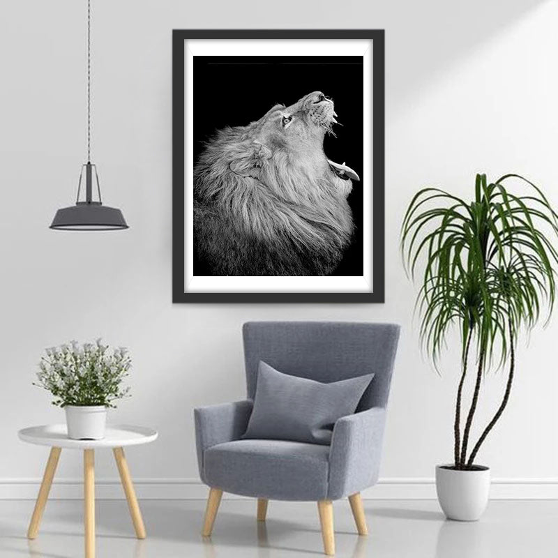 De Leeuw met zijn Bek Wijd Open Diamond Painting