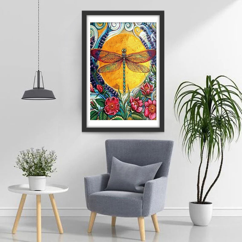 De Libel op de Bronzen Spiegel Diamond Painting