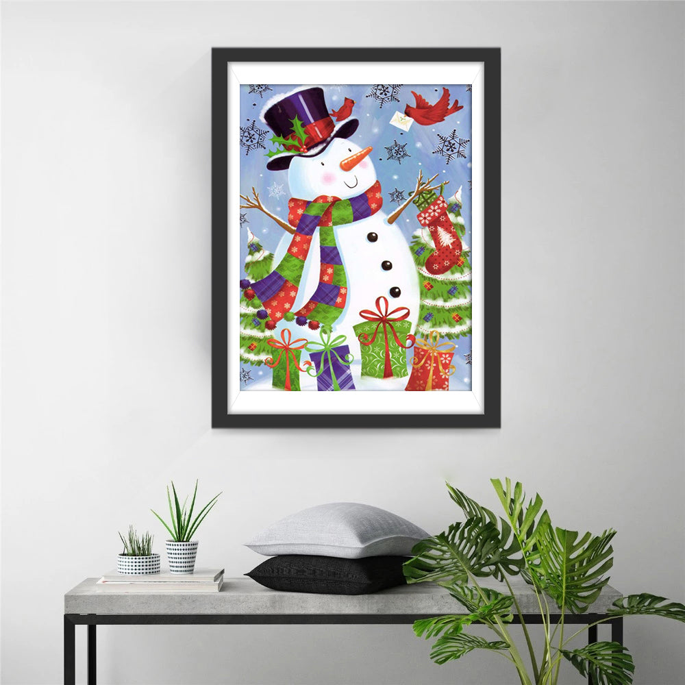 De Lieve Sneeuwpop en Zijn Cadeautjes Diamond Painting